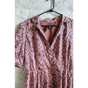 BCBG Paris | silk 50's collared geometric dress